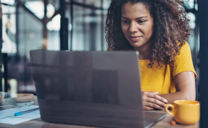 image of female on laptop